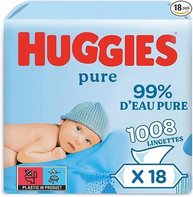 huggies-pure-lingettes-b-b-99-d-eau-pure-sans-parfum-mega-pack-18-paquets-1008-l image 1