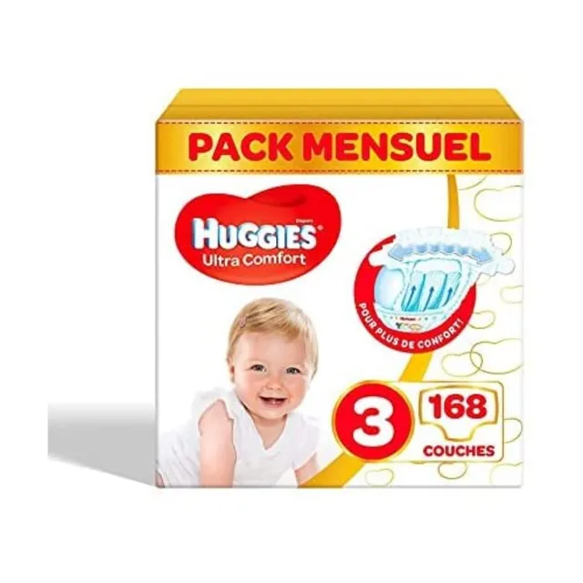 huggies-ultra-comfort-couches-b-b-taille-3-4-9-kg-pack-1-mois-168-couches-indica image 1