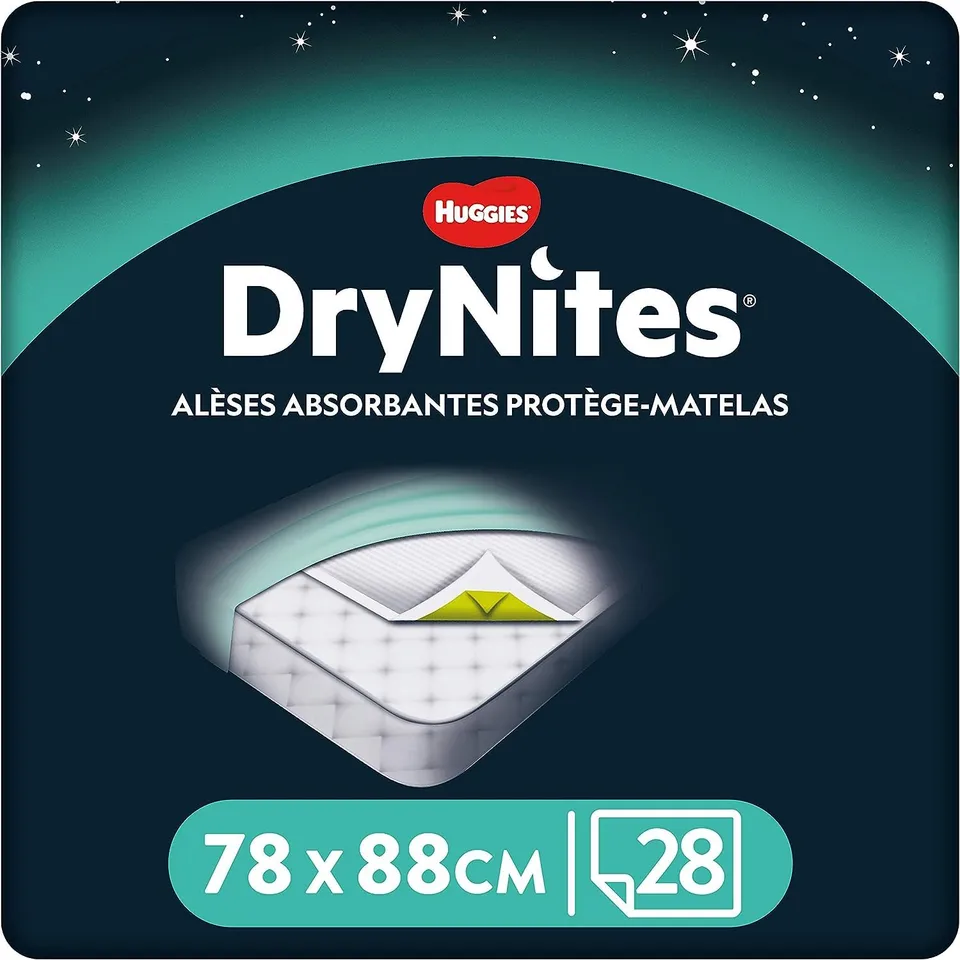 huggies-drynites-al-ses-absorbantes-jetables-4-paquets-de-7-28-al-ses-88-x-78-cm image 1
