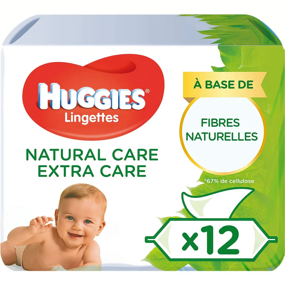 huggies-natural-care-extra-care-lingettes-b-b-3-paquets-168-lingettes-12-x-56-cm image 1