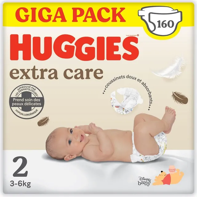 huggies-extra-care-couches-b-b-taille-2-3-6-kg-4-paquets-de-40-couches-160-couch image 1