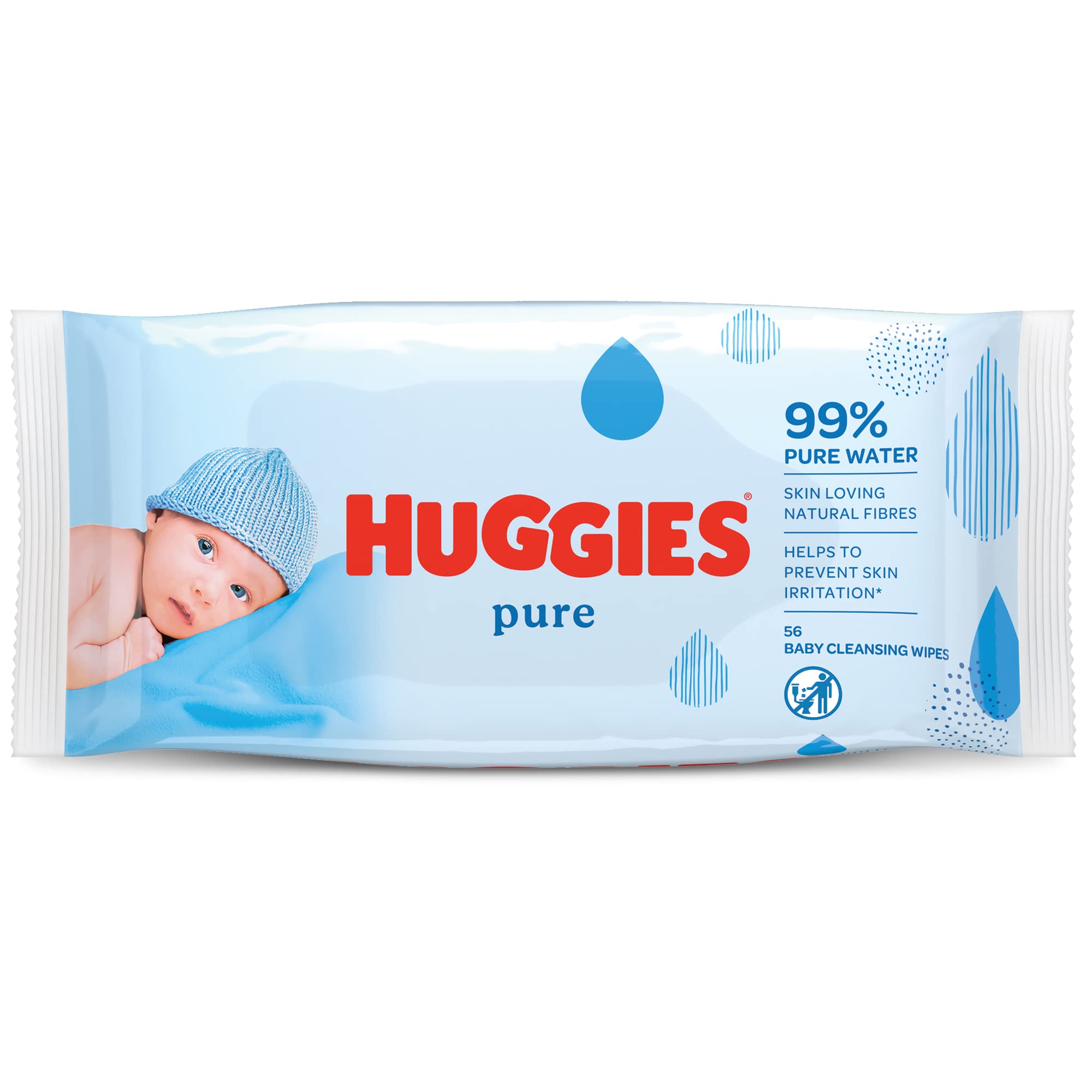 huggies-pure-lingettes-b-b-sans-parfum-1-paquet-de-56-lingettes-99-d-eau-d-s-la- image 1